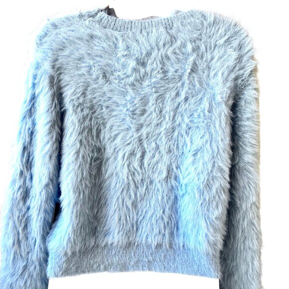 On 12th Blue Soft Fuzzy Pullover Sweater Rhinestones Beads Womens Small NEW - Picture 5 of 13